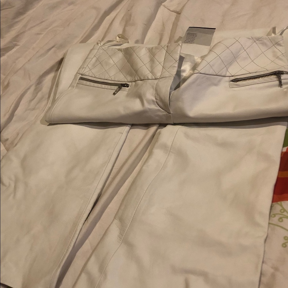 White leather pants